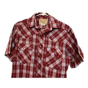 🌼🌼Wranglers snap shirt red and blue NWOT Small🌼🌼